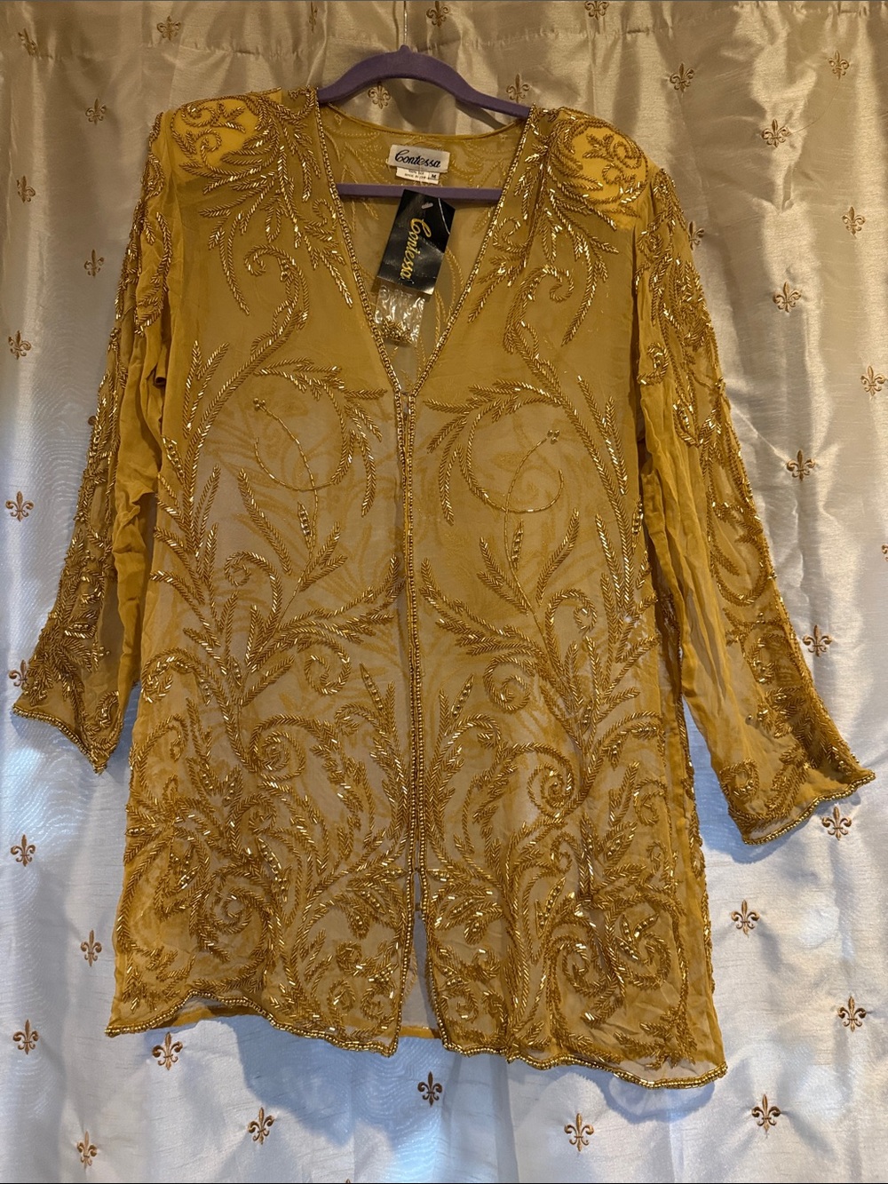 Embellished Golden Sheer Women's Tunic Jacket